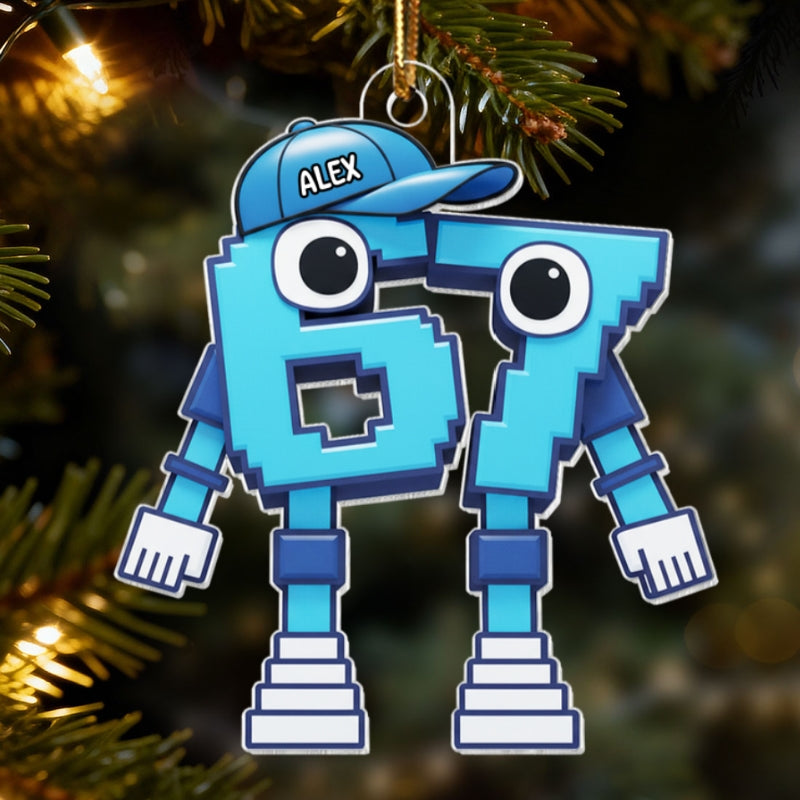 3D Effect 67 Brain Rot Christmas Ornament – Personalize Funny Roblox Style Kid Gift