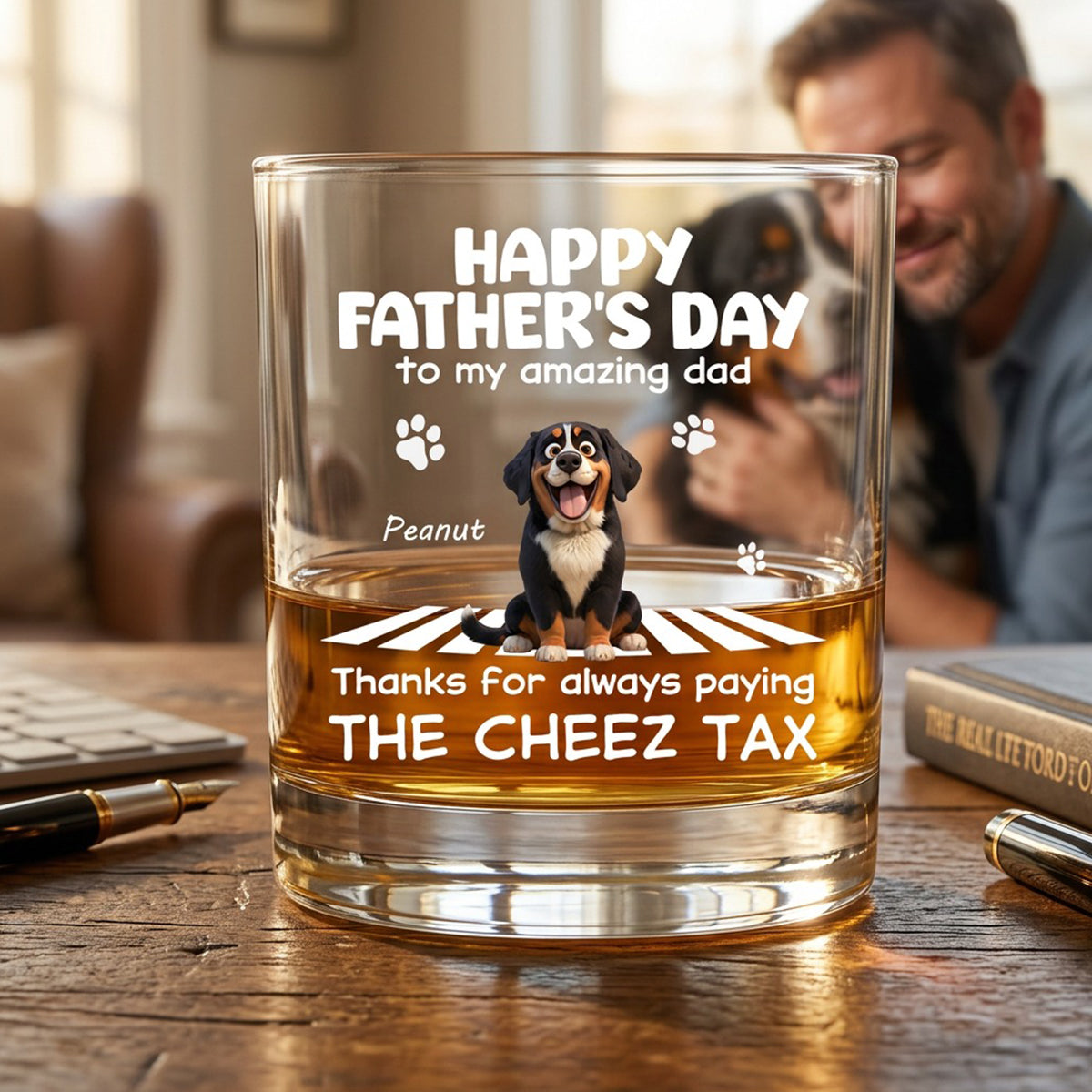 Happy Father's Day to My Amazing Dog Dad - Personalized Whiskey Glass - Father's Day Gift for Dog Dad, Husband