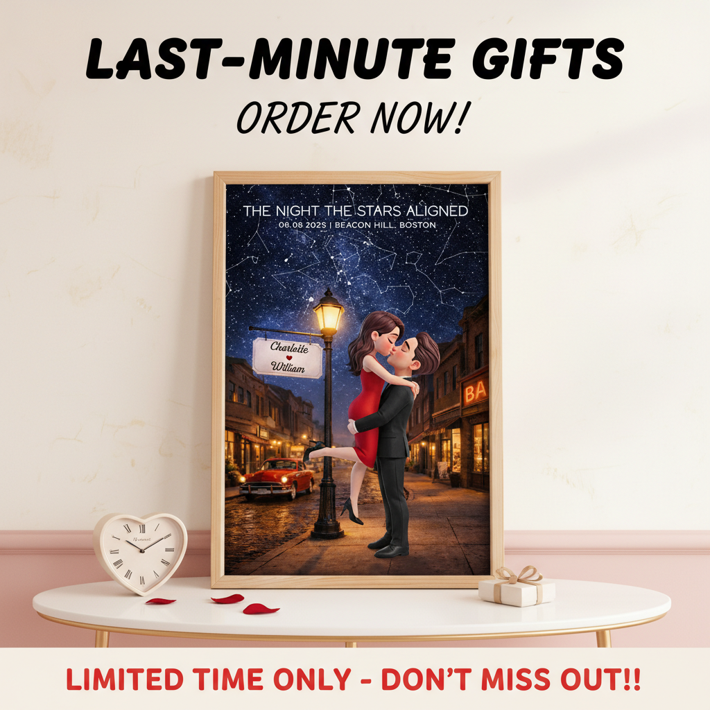 Eternal Love Couple Hugging Kissing Custom Star Map Anniversary Date - Personalized Poster - Valentine's Day Gift For Couple
