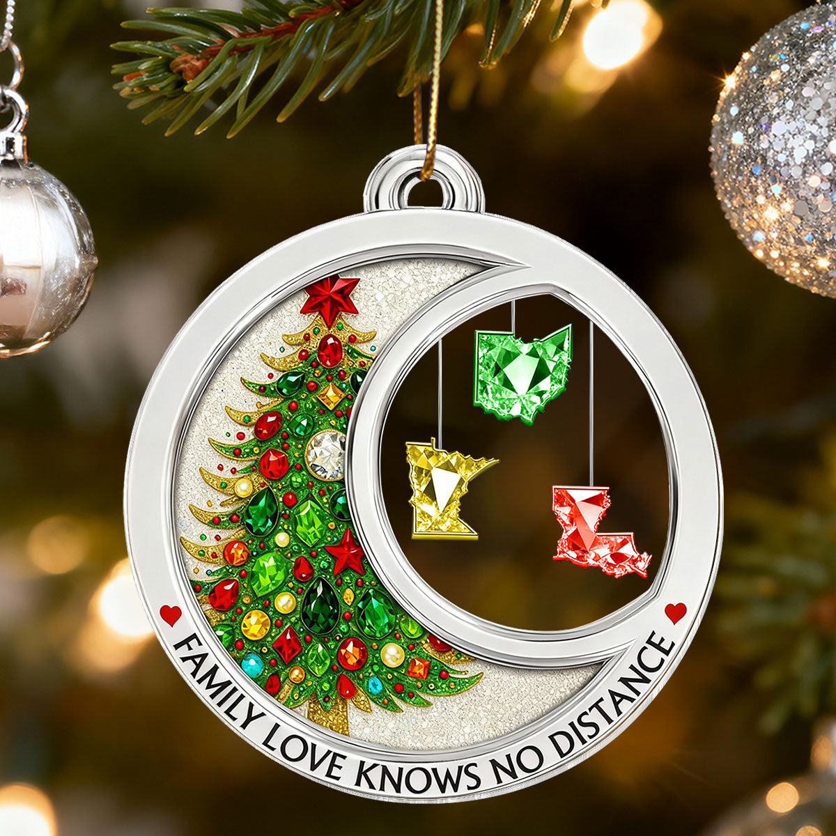 3D Crystal Effect Long Distance Family Love Knows No Distance - Personalized Acrylic Ornament