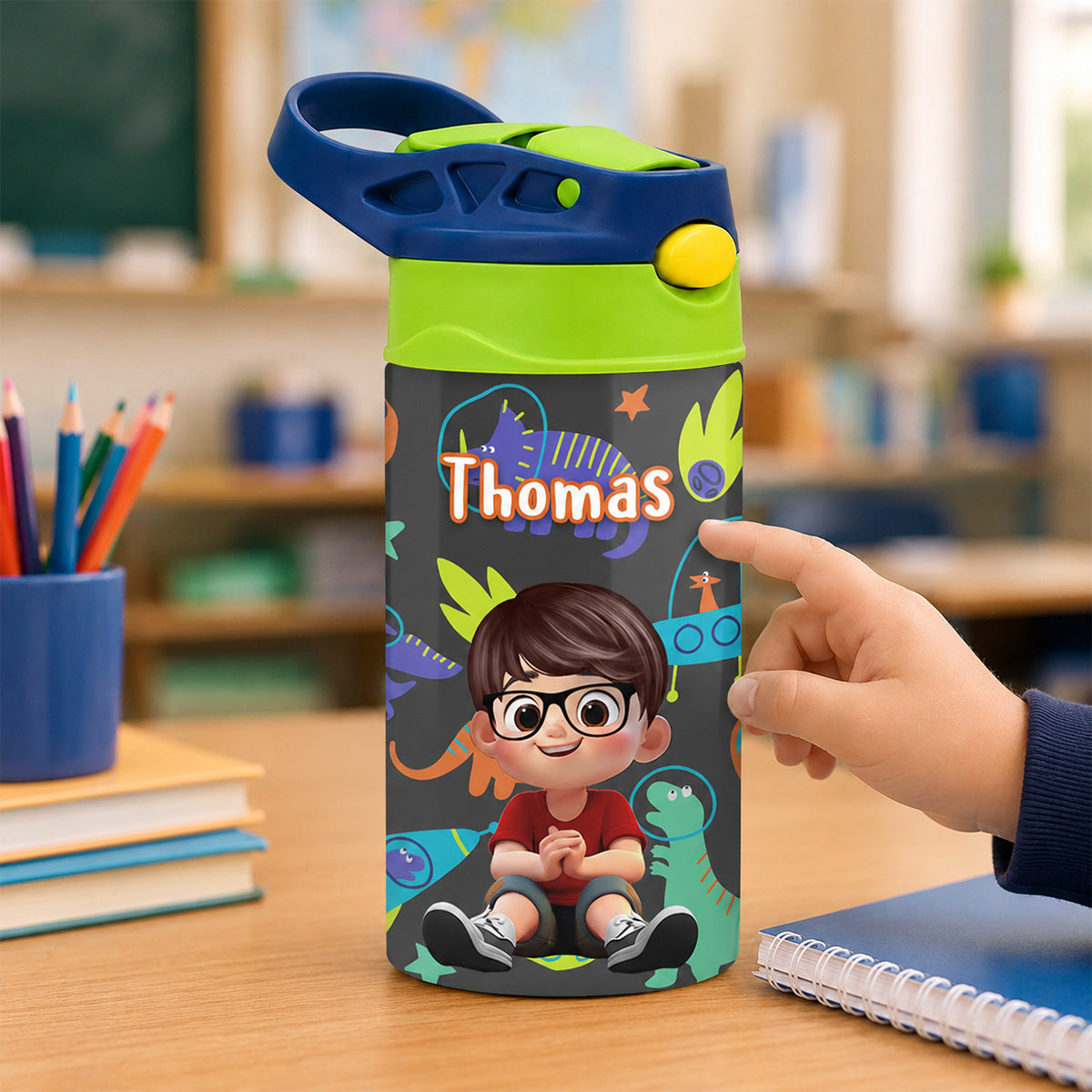 Multiple Kid Favorite Pattern - Personalized Kid Insulated Water Bottle - Stainless Steel Toddler Cups with Straws, BPA Free, Leak-Proof