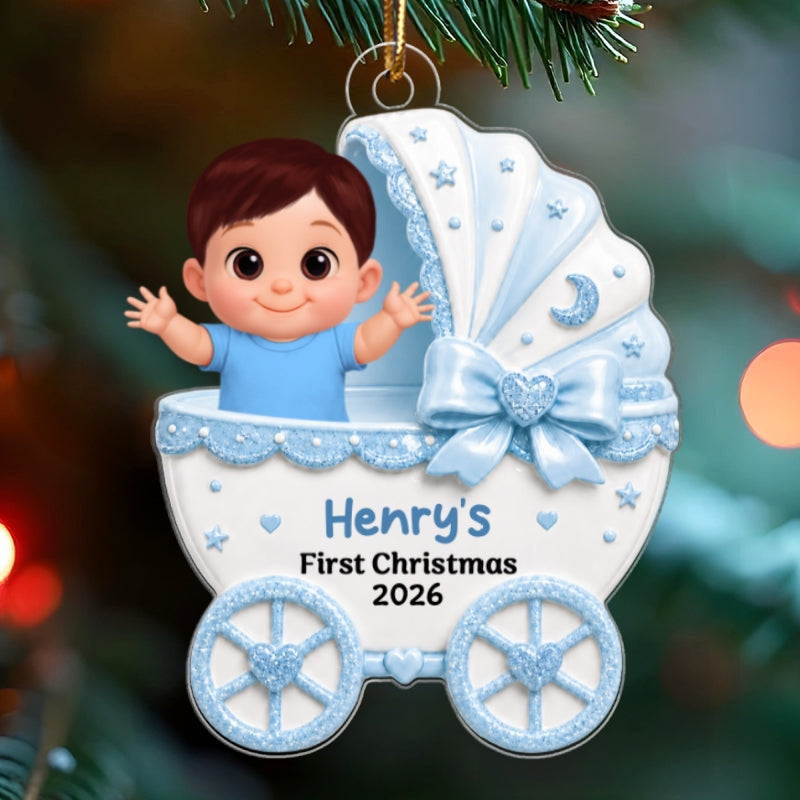 Little Princess Prince Baby Carriage - Personalized Acrylic Ornament - Unique Christmas Gift For New Parent, Newborn Keepsake