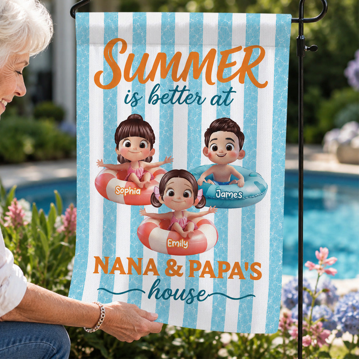 Summer Is Better At Grandma Grandpa House - Personalized Garden Flag
