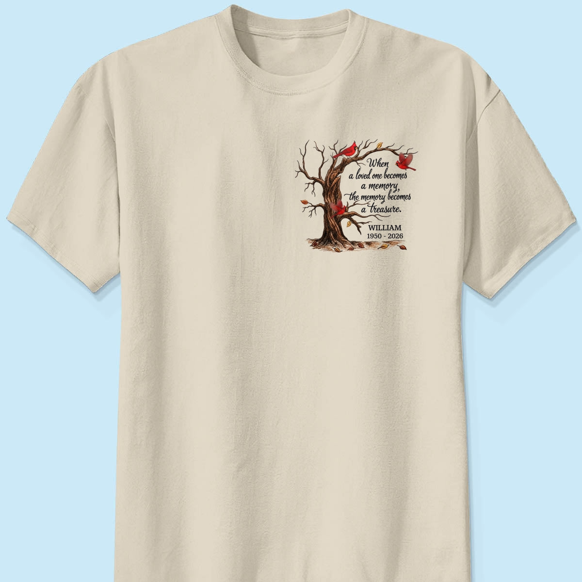 Memorial Tree Butterflies Cardinals Hummingbirds - Personalized Shirt - Remembrance Gift