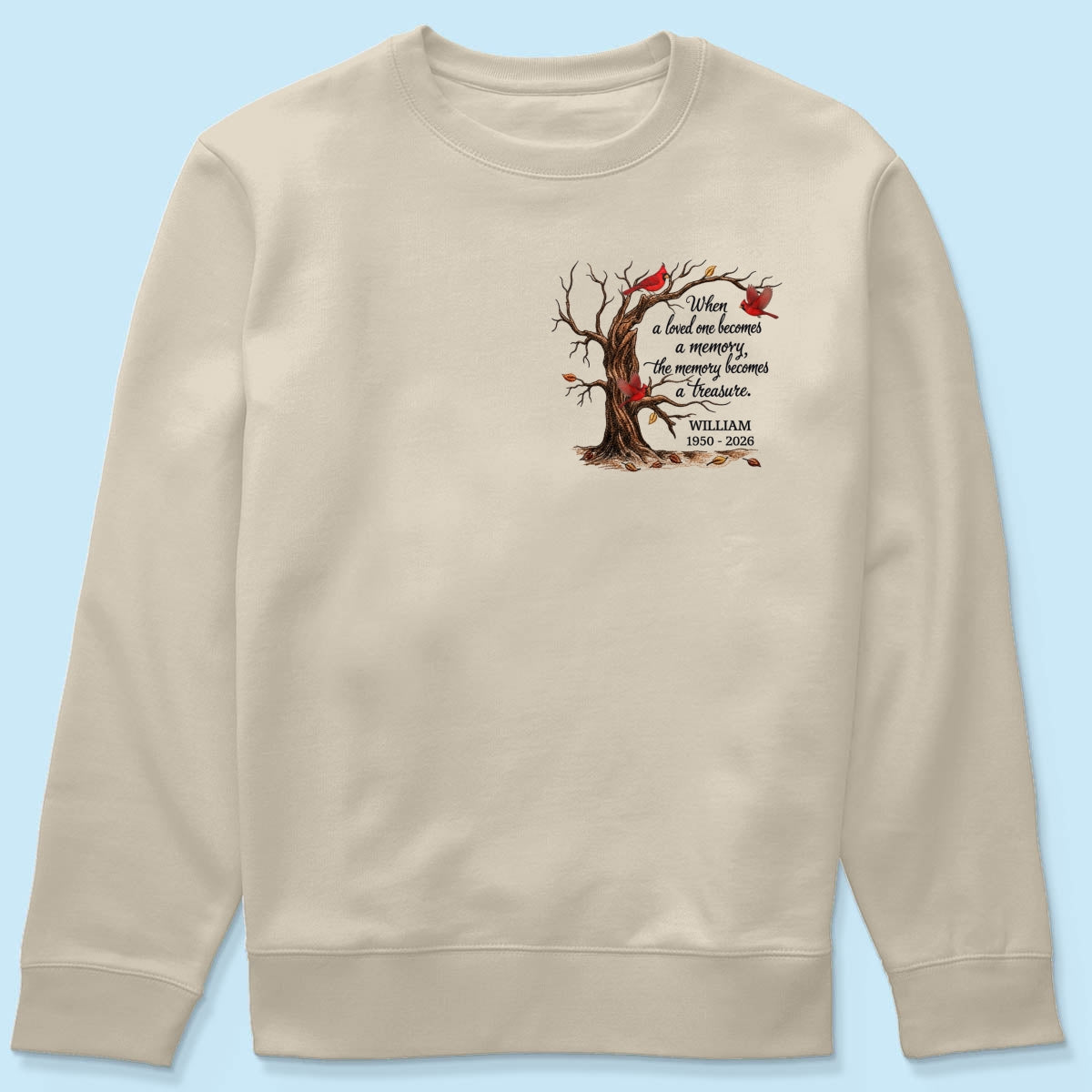 Memorial Tree Butterflies Cardinals Hummingbirds - Personalized Shirt - Remembrance Gift