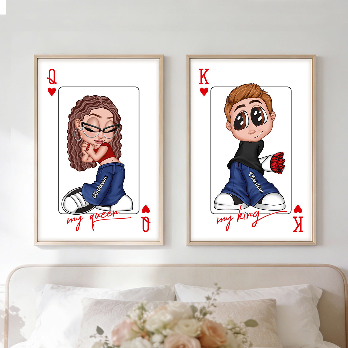 My King My Queen Y2K Couple - Personalized Poster - Valentine's Day Gift, Anniversary Gift For Him, For Her [Sold Individually]
