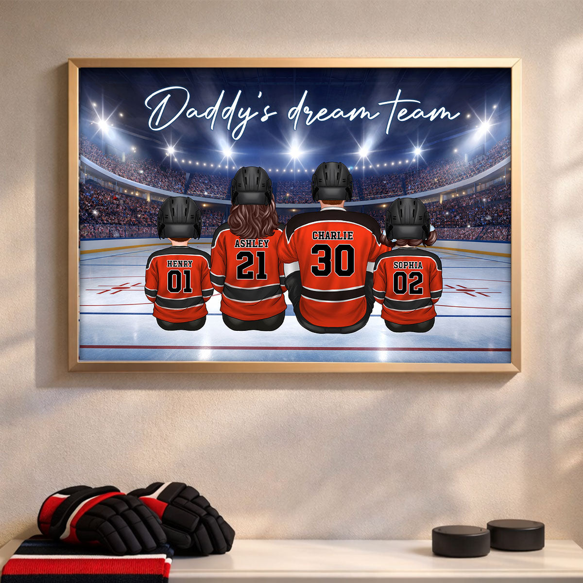 Together We Make A Winning Team Hockey Family - Personalized Poster - Heartfelt Gift For Family