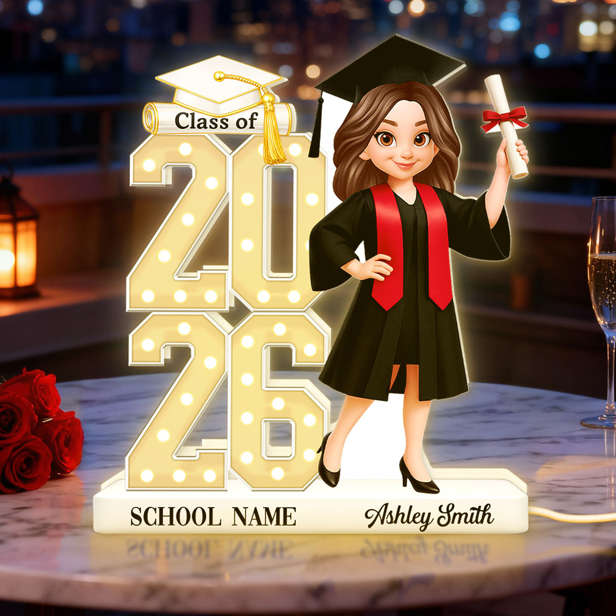 Class Of 2026 2027 Senior 2D Flat - Personalized Light Box - Graduation Gift For Graduates, Daughter, Son