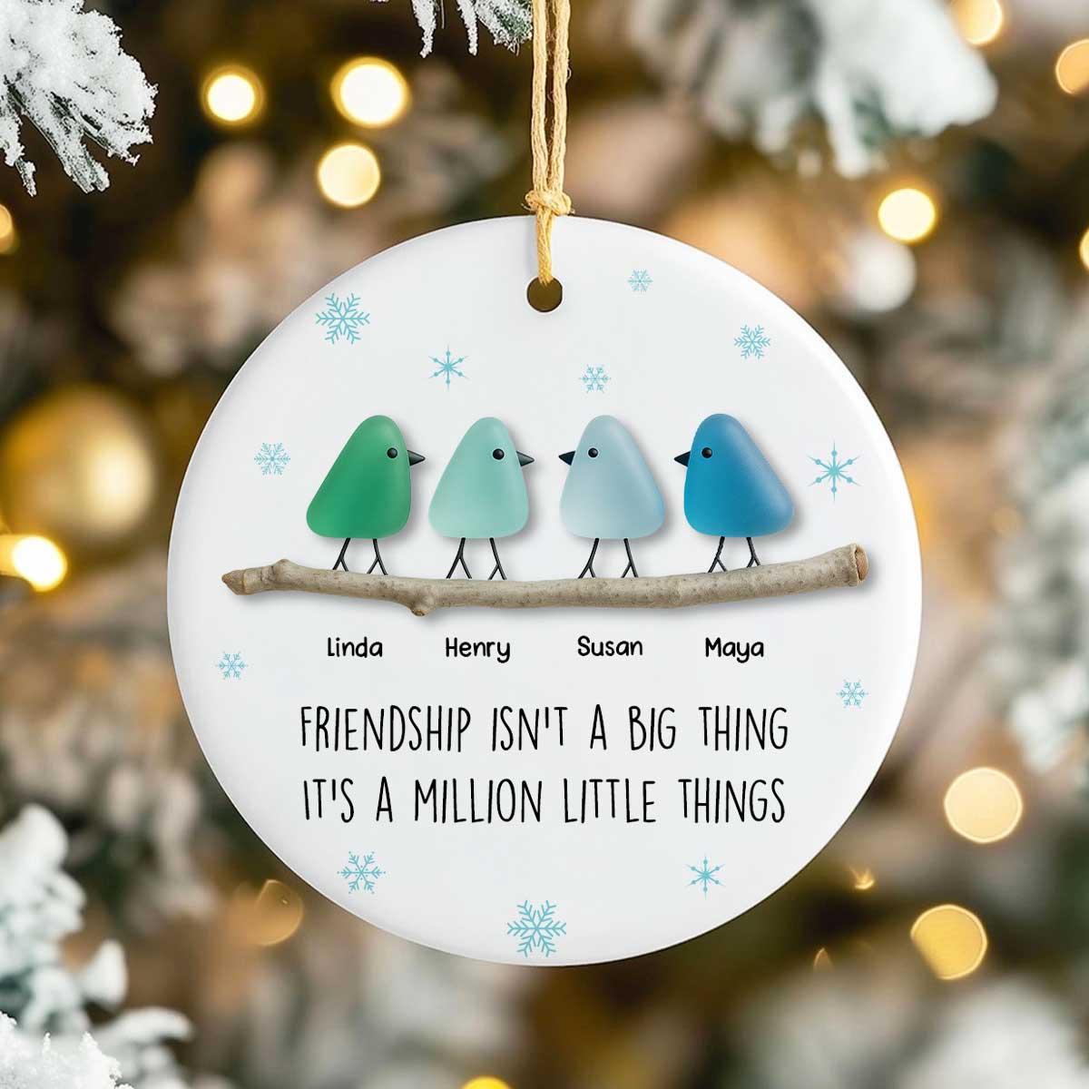 Friendship Sea Glass Pattern Birds - Personalized Ceramic Ornament - Unique Christmas Gift for Best Friends