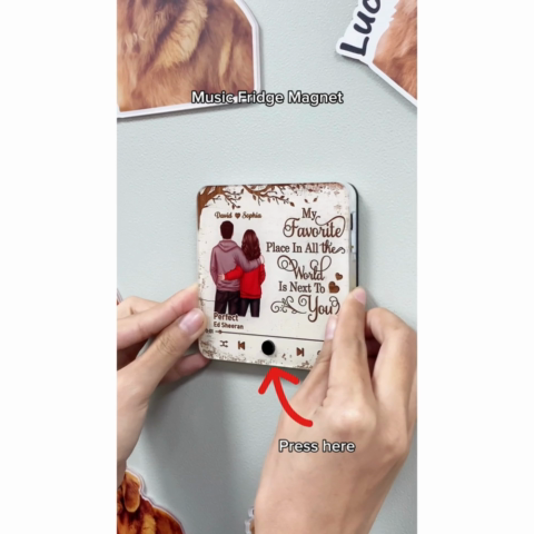 Favorite Place In The World Couple Standing Back View - Personalized Music Fridge Magnet - Heartfelt Gift For Couple, For Him, For Her, Husband, Wife