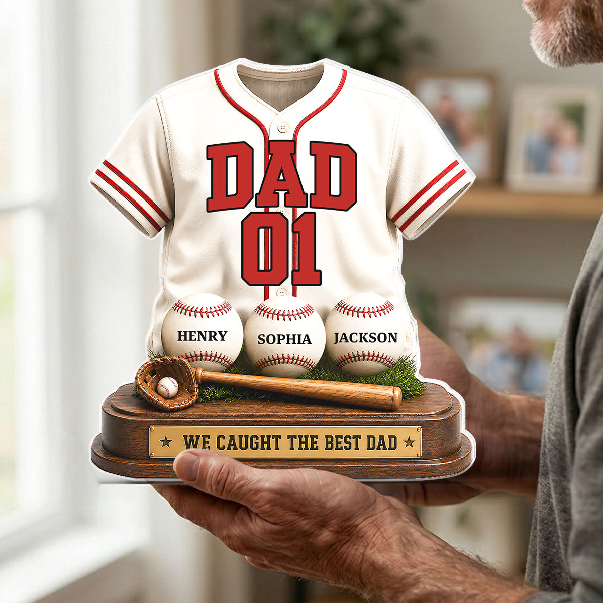 Baseball Dad Legend We Caught The Best Dad - Personalized Acrylic Block Plaque -  Gift For Dad, Husband