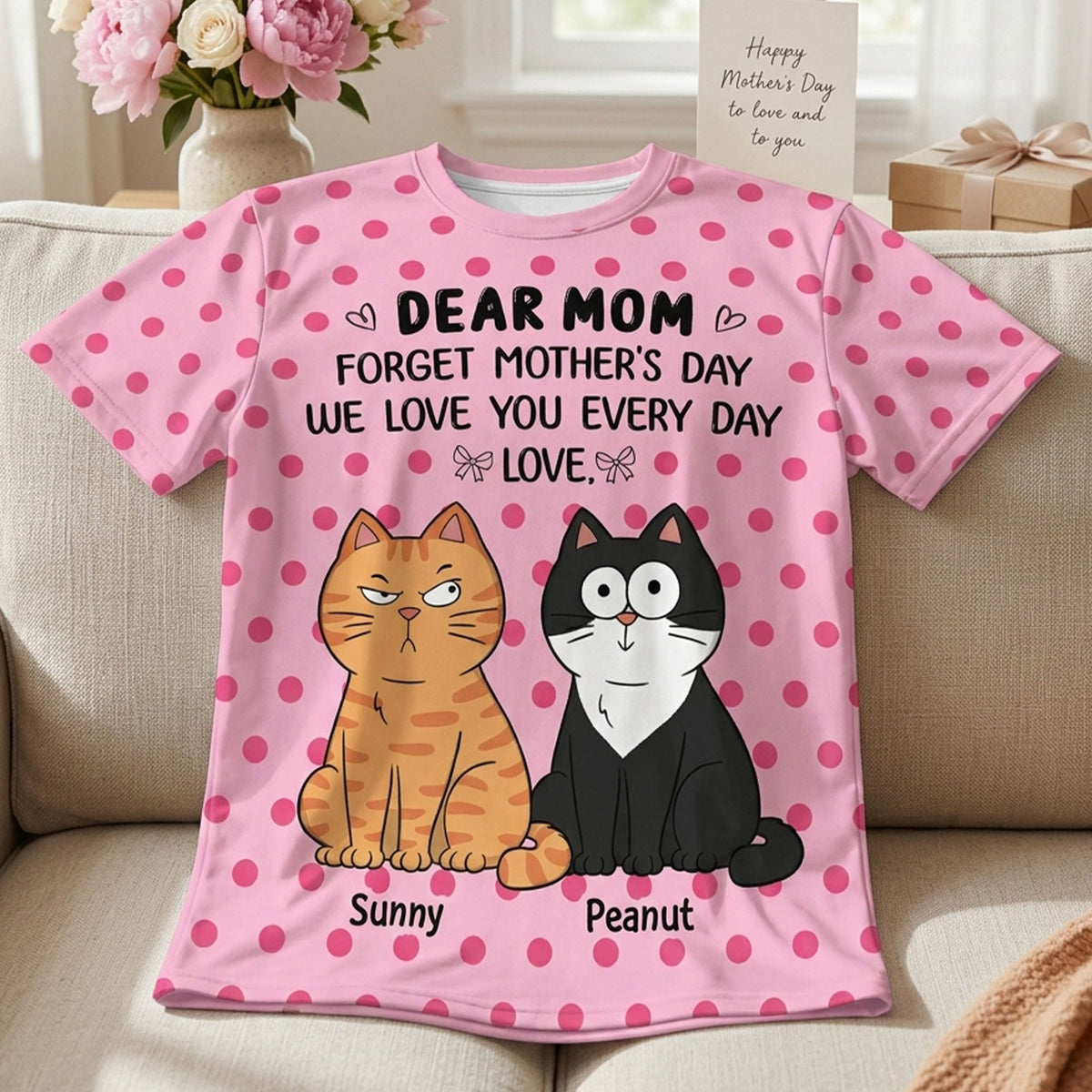 Trendy Style Polka Dot Cat Mom Forget Mother's Day - Personalized Shirt - Gift For Cat Mom