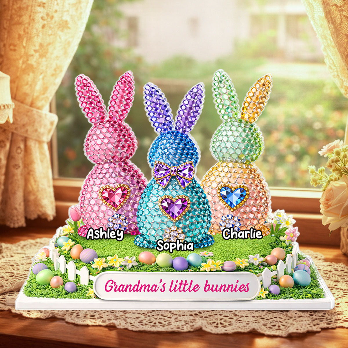 Grandma's Little Bunnies Easter - Personalized Acrylic Block Plaque - Sentimental Gift for Grandma