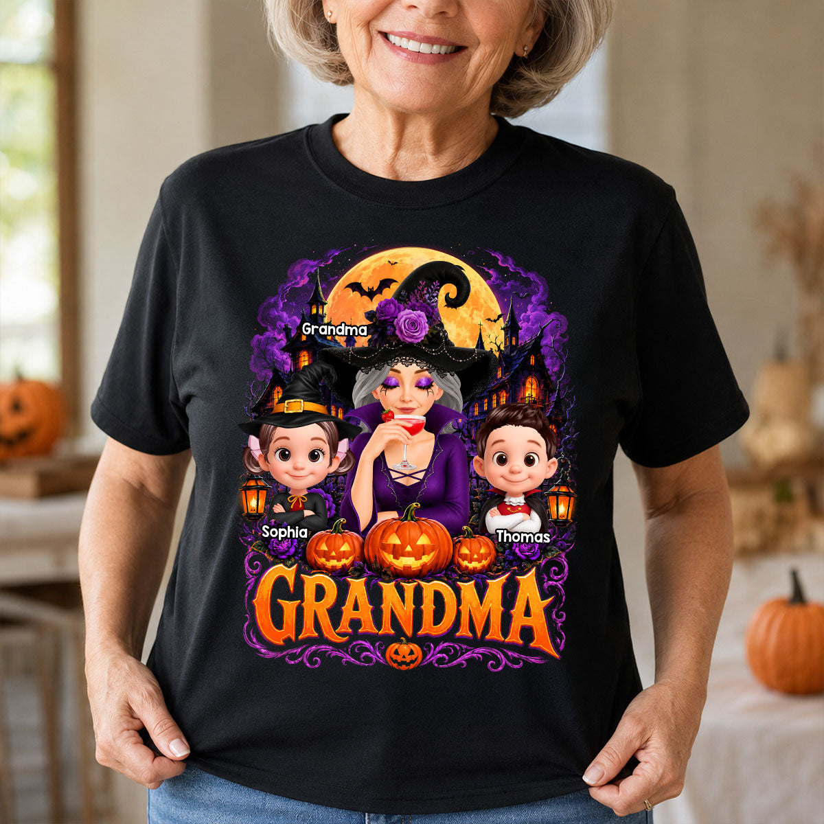 Grandma Witch Magical - Personalized Shirt - Trendy Halloween Tee for Grandma