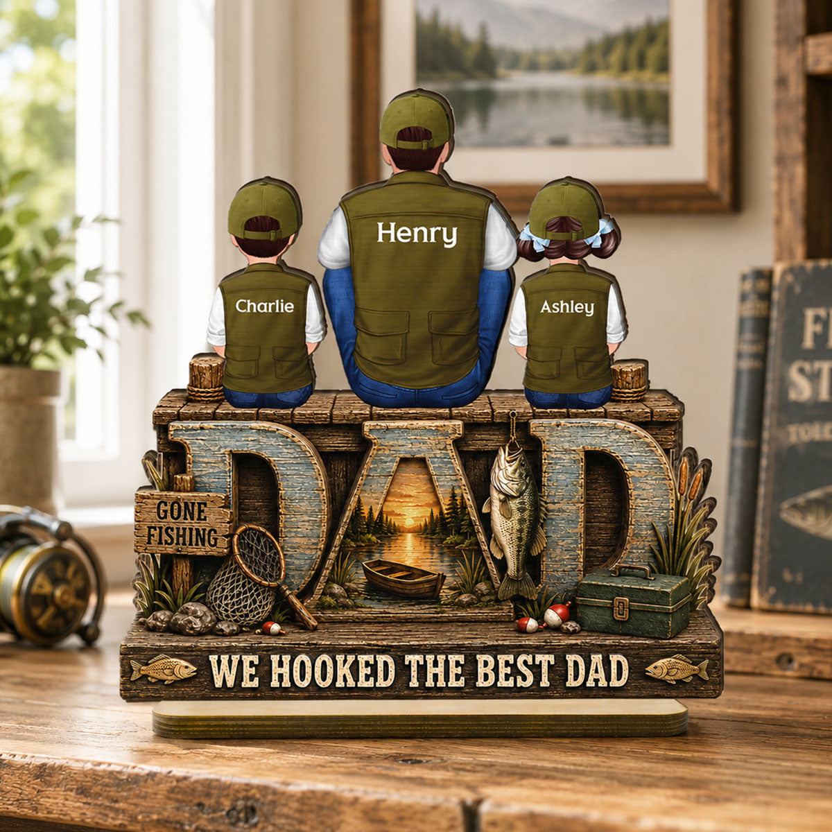 Trending We Hooked The Best Dad - Personalized 2-Layered Wooden Plaque - Gift For Fishing Dad, Fishing Lovers