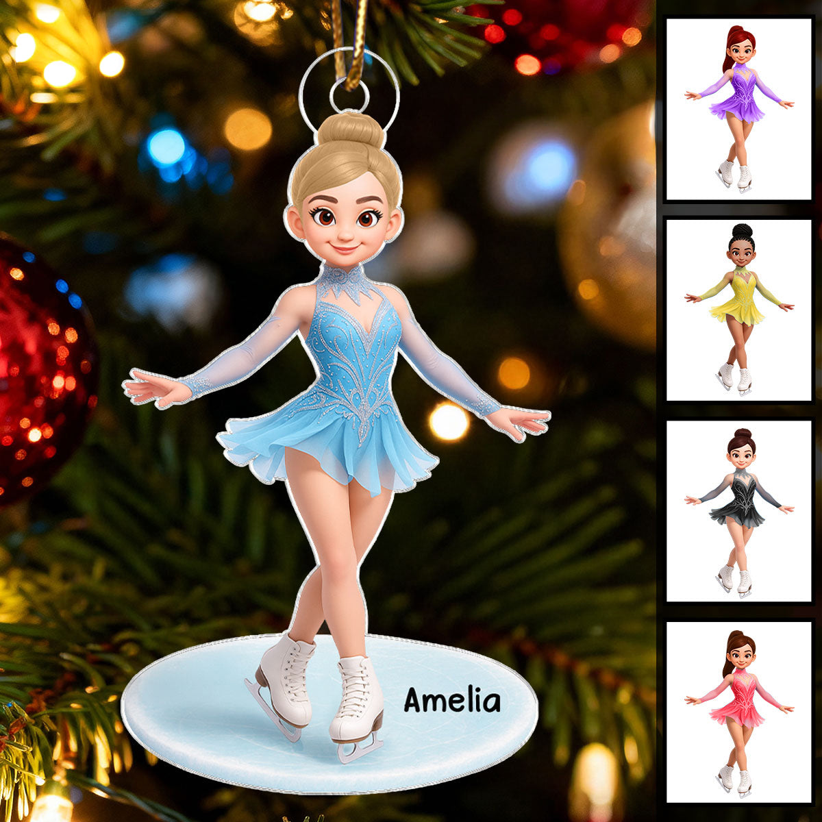 Little Sports Star - Figure Skating - Personalized Acrylic Ornament - Christmas Gift for Son, Daughter, Grandson, Granddaughter