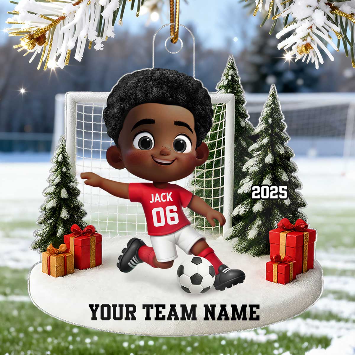 3D Effect Kid Soccer Player - Personalized Acrylic Ornament - Gift For Soccer Lovers, School Soccer Team