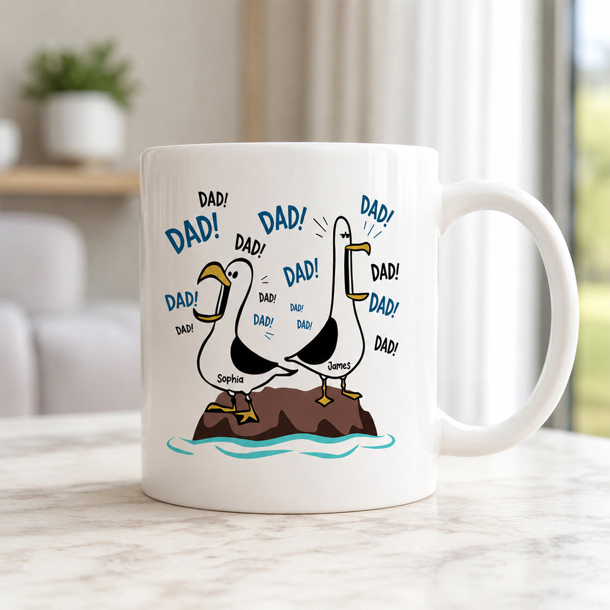 Seagull Dad! Dad! Dad! - Personalized Mug - Funny Father's Day Gift For Dad, Husband