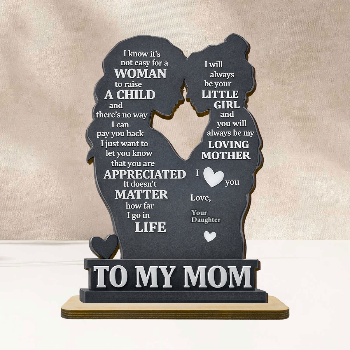 To My Mom - Personalized 2-Layered Wooden Plaque - Heartfelt Gift For Mom, Grandma