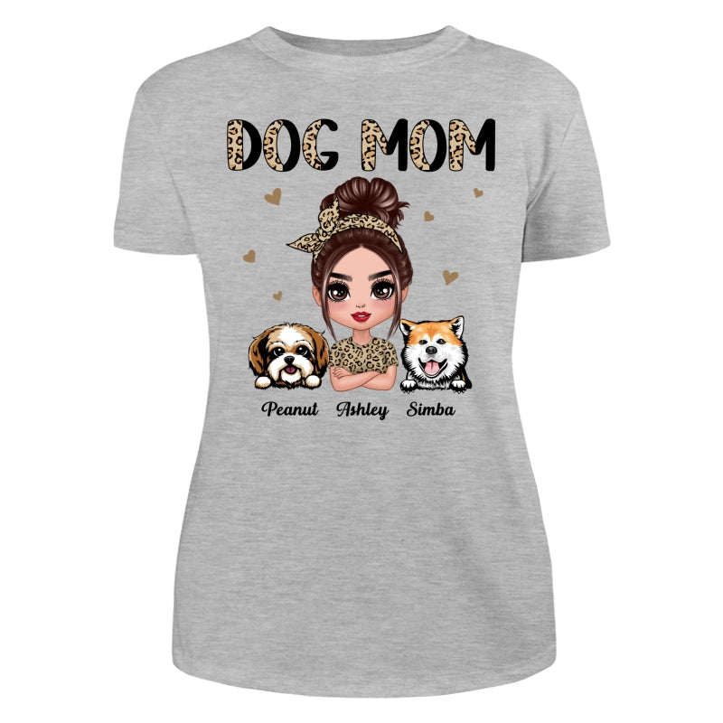 Half Leopard Dog Mom Doll Woman Gift For Dog Lovers Personalized Shirt