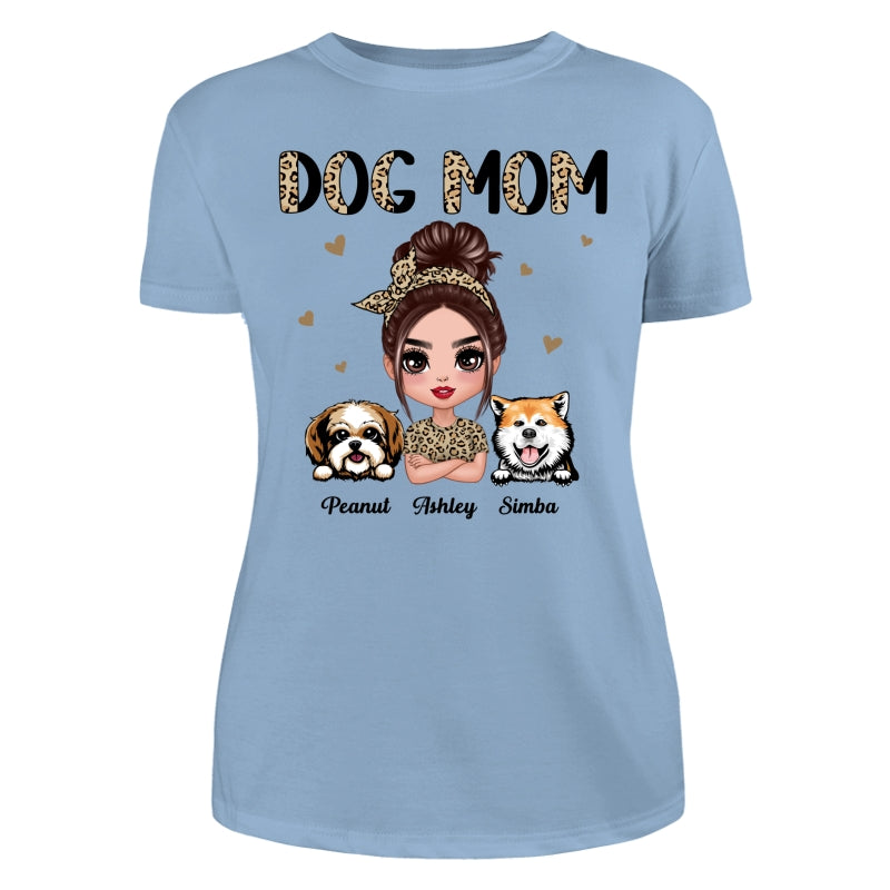 Half Leopard Dog Mom Doll Woman Gift For Dog Lovers Personalized Shirt
