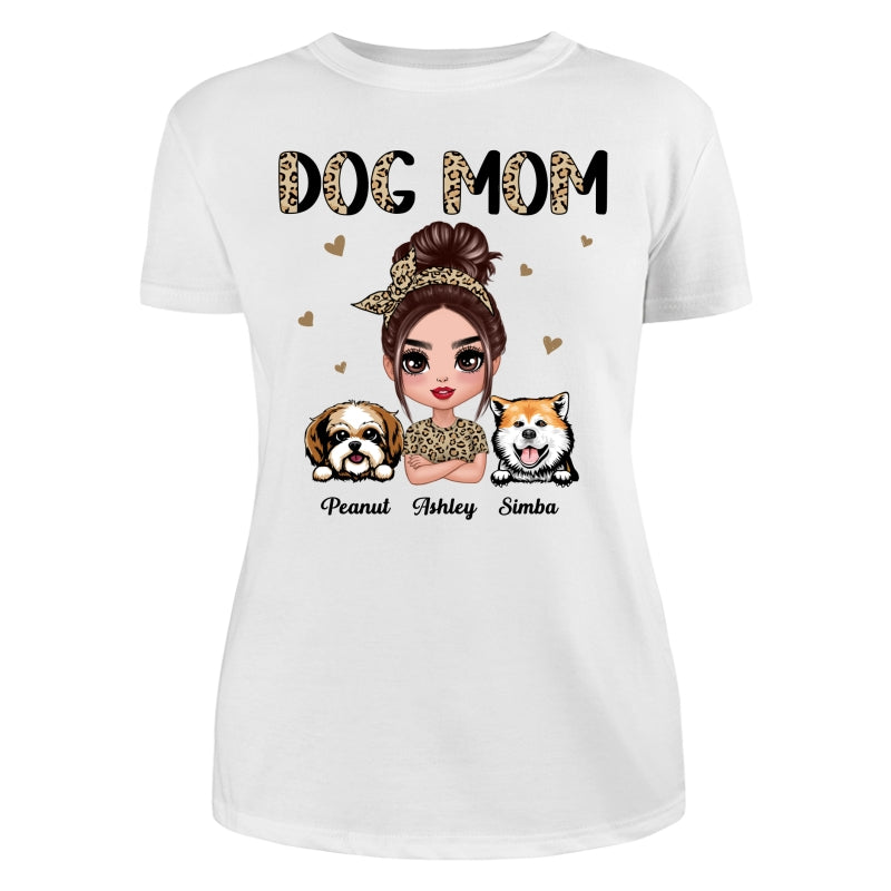 Half Leopard Dog Mom Doll Woman Gift For Dog Lovers Personalized Shirt