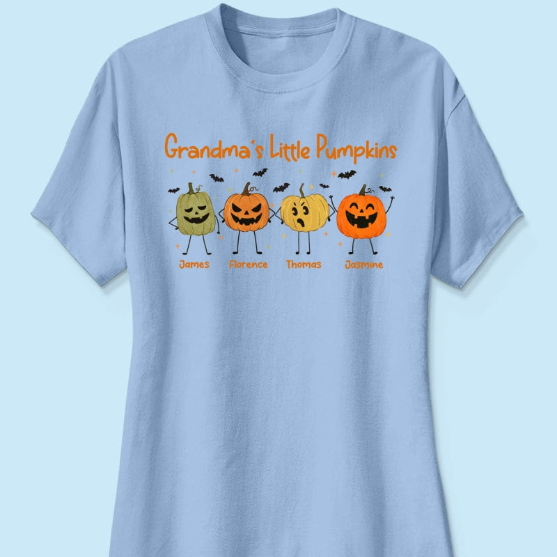 Grandma's Little Pumpkins Doodle Jack-o'-lantern Pumpkins - Personalized Shirt - Perfect Halloween Costume For Grandma, Mom