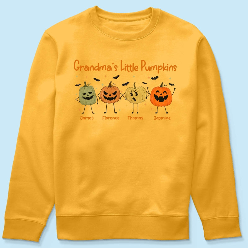 Grandma's Little Pumpkins Doodle Jack-o'-lantern Pumpkins - Personalized Shirt - Perfect Halloween Costume For Grandma, Mom