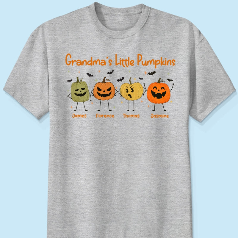 Grandma's Little Pumpkins Doodle Jack-o'-lantern Pumpkins - Personalized Shirt - Perfect Halloween Costume For Grandma, Mom