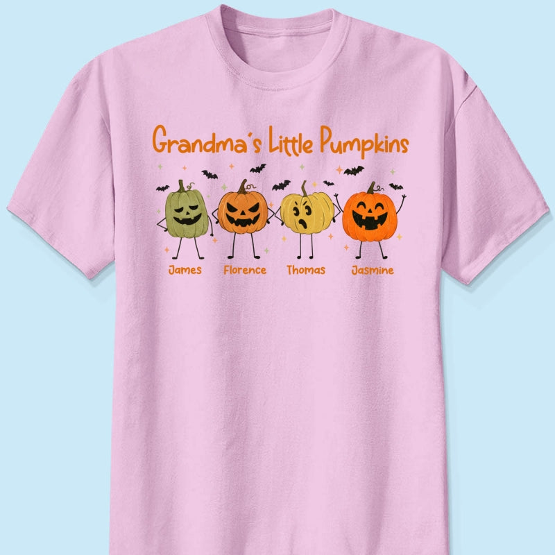 Grandma's Little Pumpkins Doodle Jack-o'-lantern Pumpkins - Personalized Shirt - Perfect Halloween Costume For Grandma, Mom