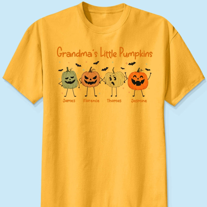 Grandma's Little Pumpkins Doodle Jack-o'-lantern Pumpkins - Personalized Shirt - Perfect Halloween Costume For Grandma, Mom