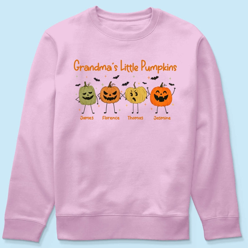Grandma's Little Pumpkins Doodle Jack-o'-lantern Pumpkins - Personalized Shirt - Perfect Halloween Costume For Grandma, Mom