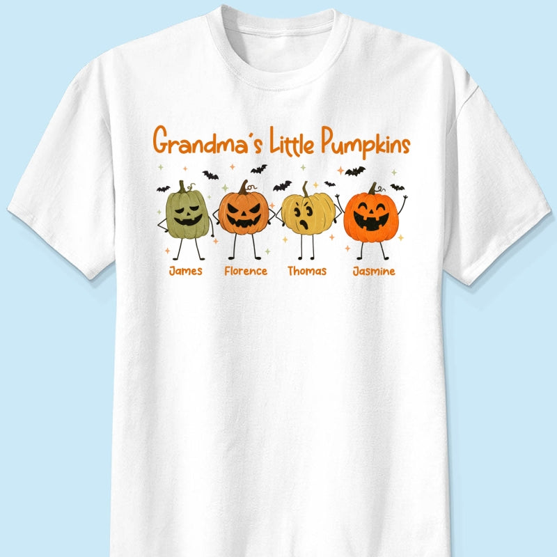 Grandma's Little Pumpkins Doodle Jack-o'-lantern Pumpkins - Personalized Shirt - Perfect Halloween Costume For Grandma, Mom