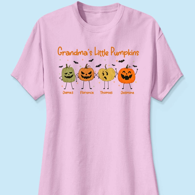 Grandma's Little Pumpkins Doodle Jack-o'-lantern Pumpkins - Personalized Shirt - Perfect Halloween Costume For Grandma, Mom