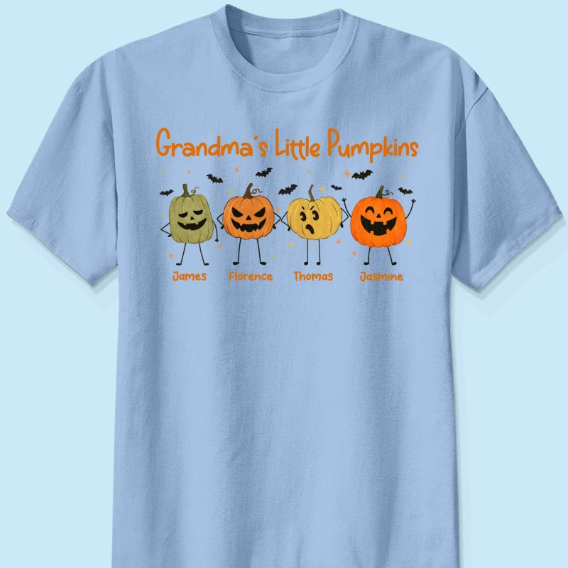 Grandma's Little Pumpkins Doodle Jack-o'-lantern Pumpkins - Personalized Shirt - Perfect Halloween Costume For Grandma, Mom