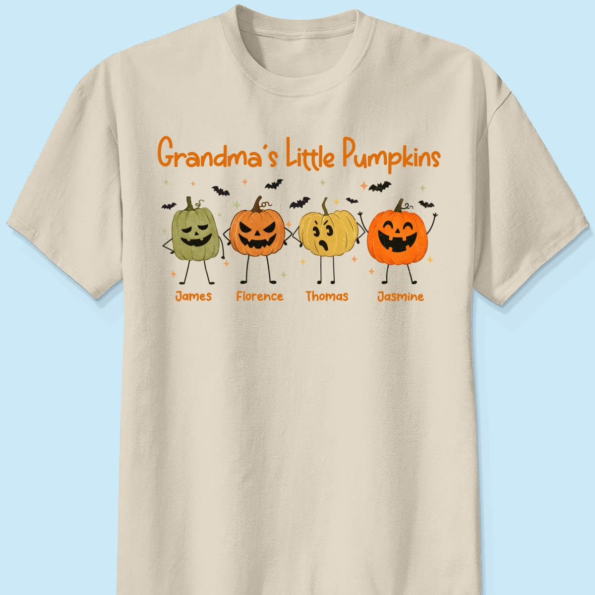Grandma's Little Pumpkins Doodle Jack-o'-lantern Pumpkins - Personalized Shirt - Perfect Halloween Costume For Grandma, Mom