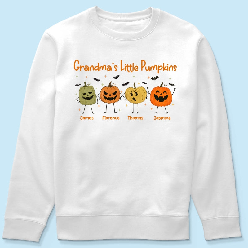 Grandma's Little Pumpkins Doodle Jack-o'-lantern Pumpkins - Personalized Shirt - Perfect Halloween Costume For Grandma, Mom