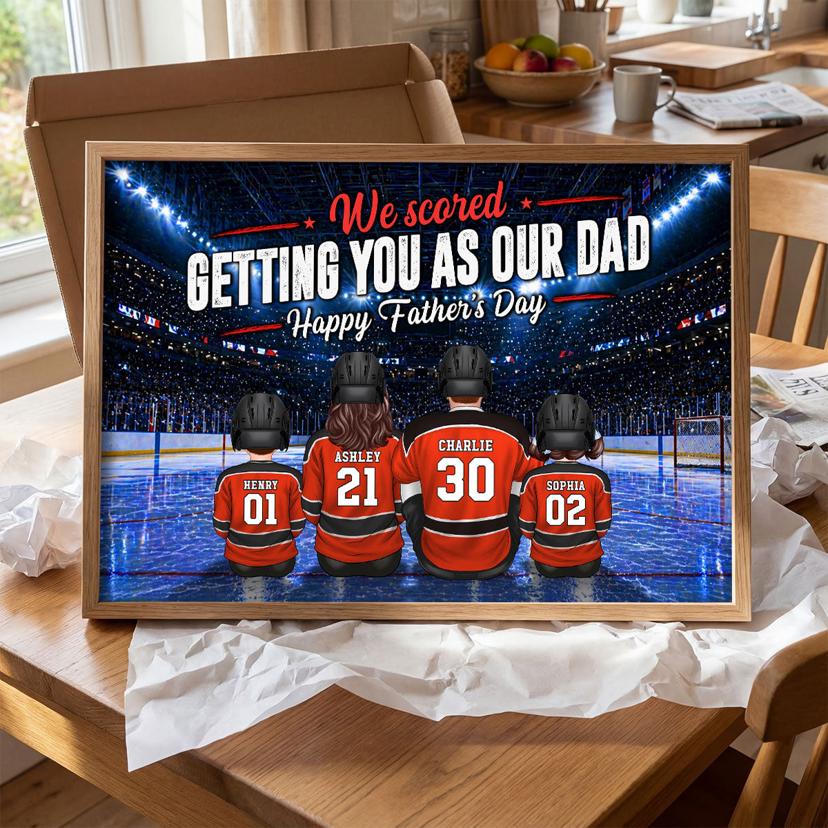 Hockey Dad We Scored Getting You As Our Dad - Personalized Poster - Father's Day Gift For Basketball Dad, Husband
