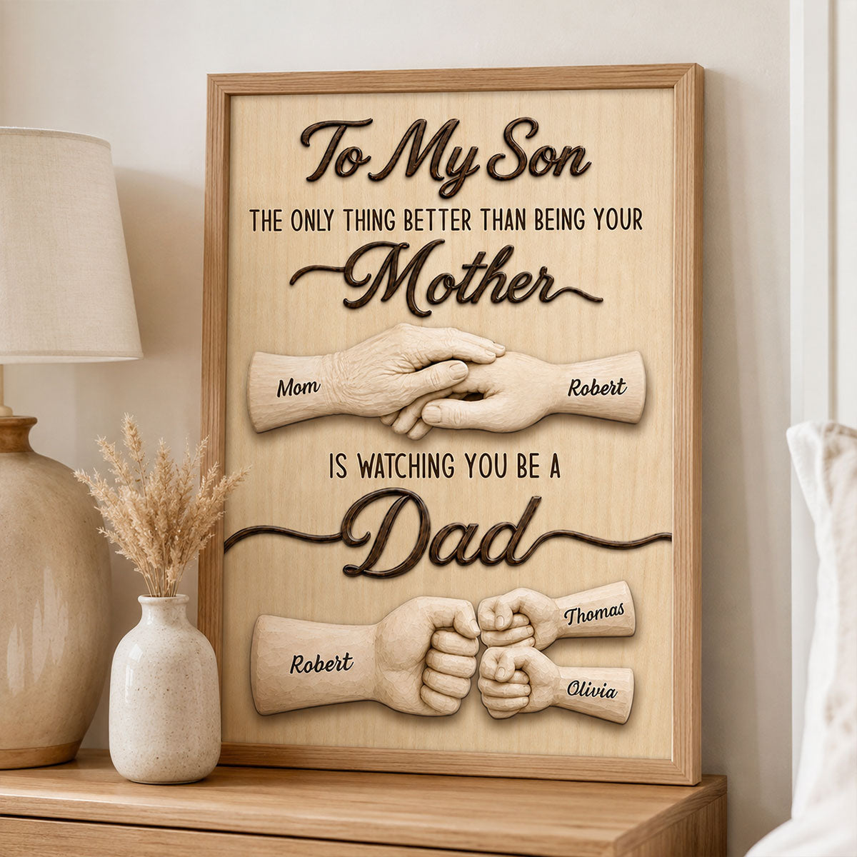 Rustic Sentimental To My Son Watching You Be A Dad From Mom - Personalized Poster - Father's Day Gift For Son