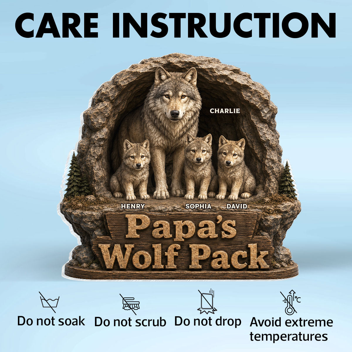 Dad Papa's Wolf Pack - Personalized Acrylic Block Plaque - Cool  Gift For Dad, Husband