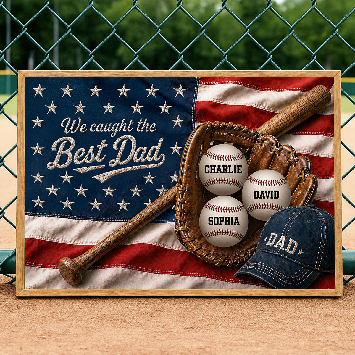 Proud Nation Flag We Caught The Best Dad Baseball - Personalized Poster - Father's Day Gift For Dad