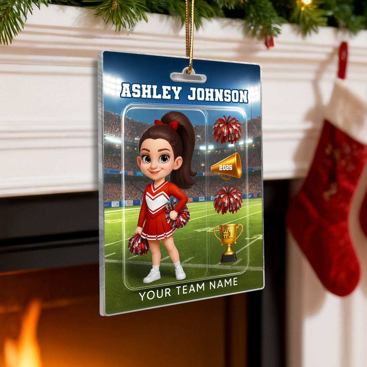 3D Effect Cheerleader Custom Figure Style - Personalized Acrylic Ornament - Christmas Gift For Cheerleaders