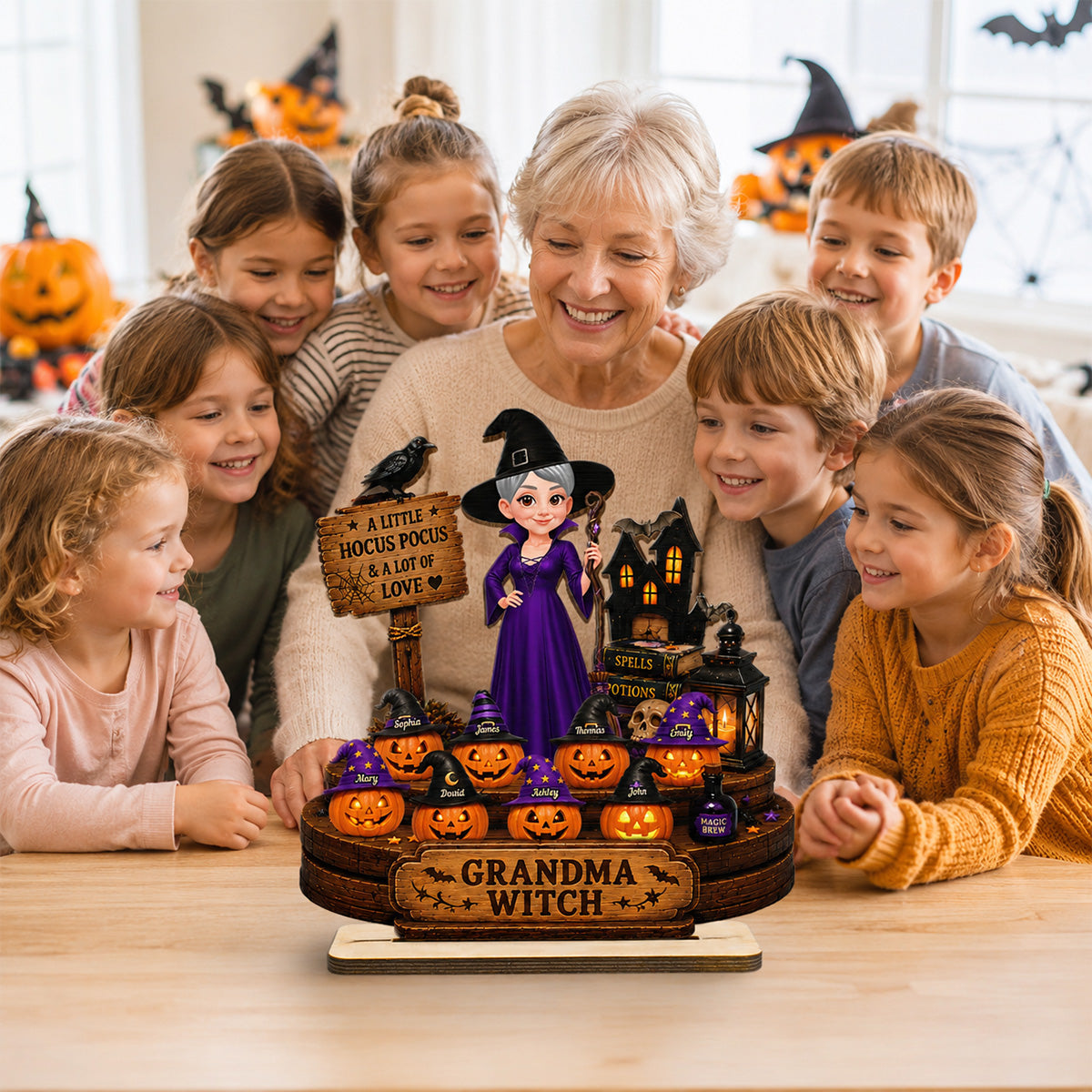 Halloween Grandma Little Pumpkin 2D Flat - Personalized Wooden Plaque