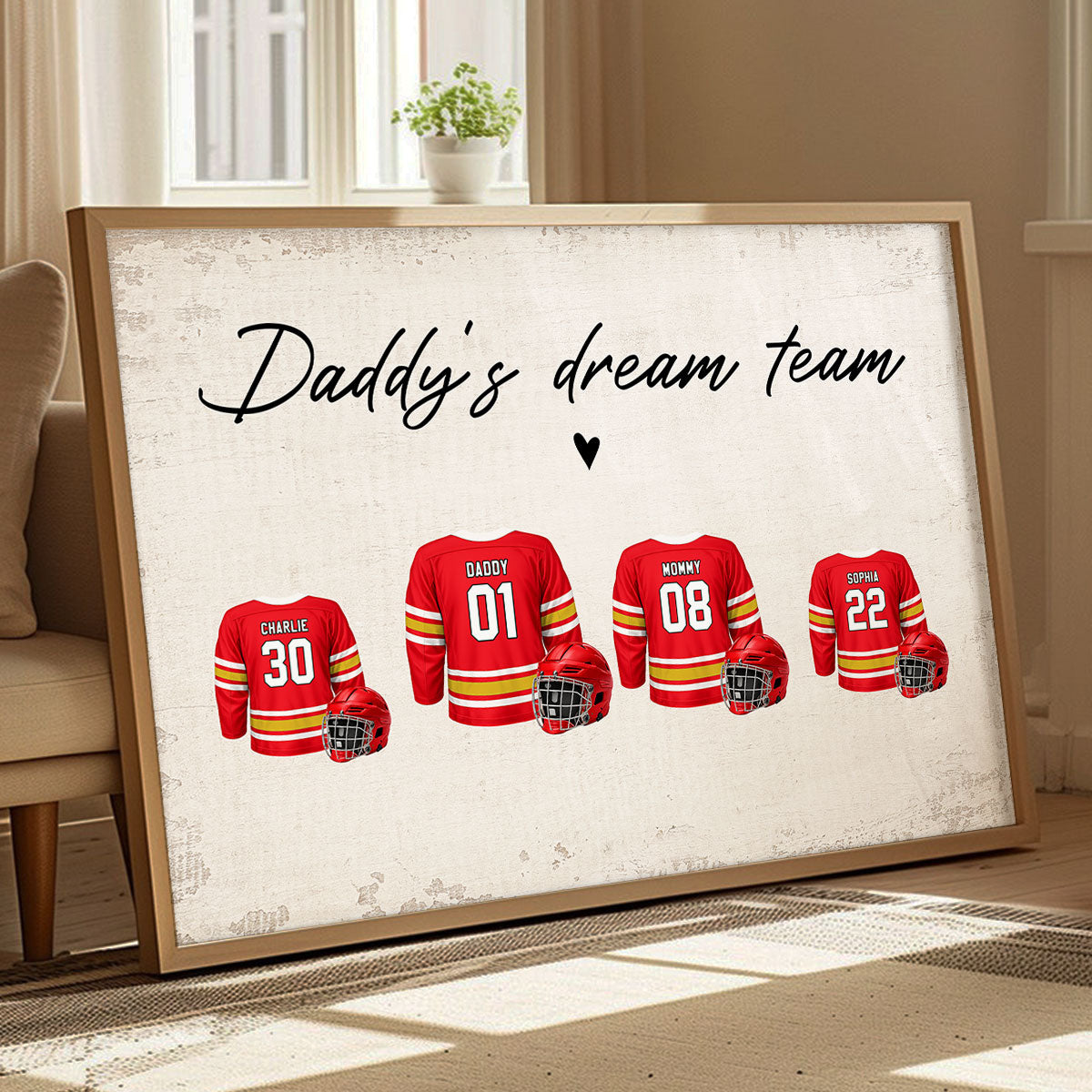Daddy's Dream Team Hockey Family - Personalized Poster - Gift For Hockey Family