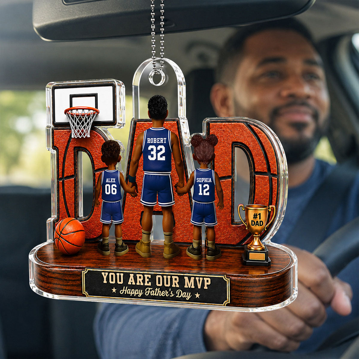 Basketball Dad Legend You Are Our MVP - Personalized Acrylic Car Hanger - Father's Day Gift For Dad, Husband, Basketball Fans