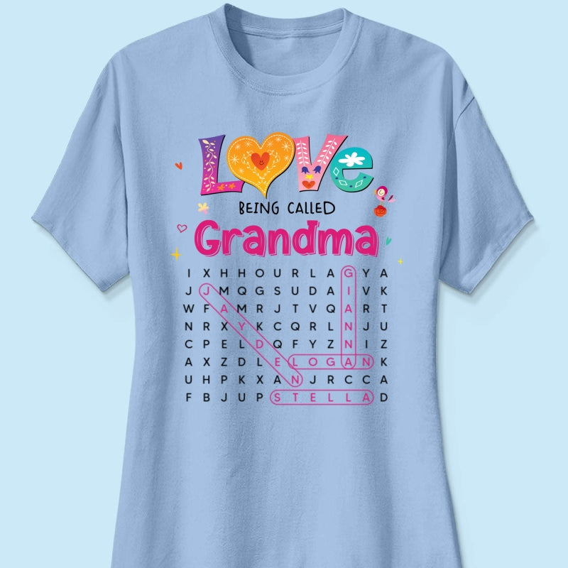 Love Being Called Grandma Colorful Word Search Puzzle - Personalized Shirt - Mother's Day Gift For Grandma Mom