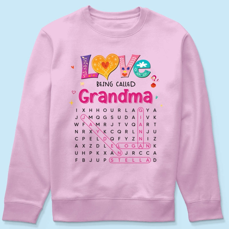 Love Being Called Grandma Colorful Word Search Puzzle - Personalized Shirt - Mother's Day Gift For Grandma Mom