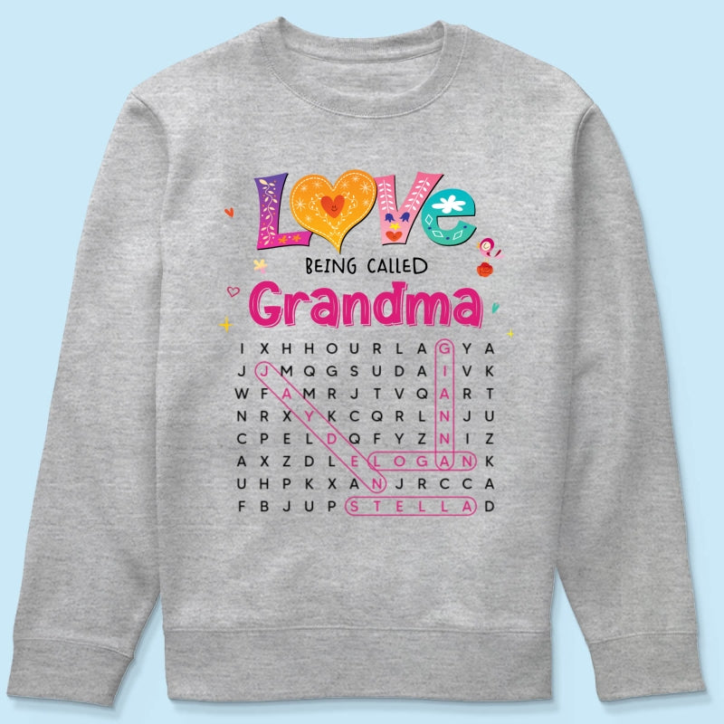Love Being Called Grandma Colorful Word Search Puzzle - Personalized Shirt - Mother's Day Gift For Grandma Mom