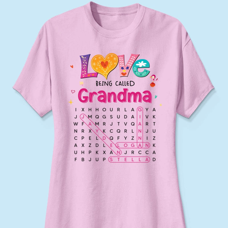 Love Being Called Grandma Colorful Word Search Puzzle - Personalized Shirt - Mother's Day Gift For Grandma Mom