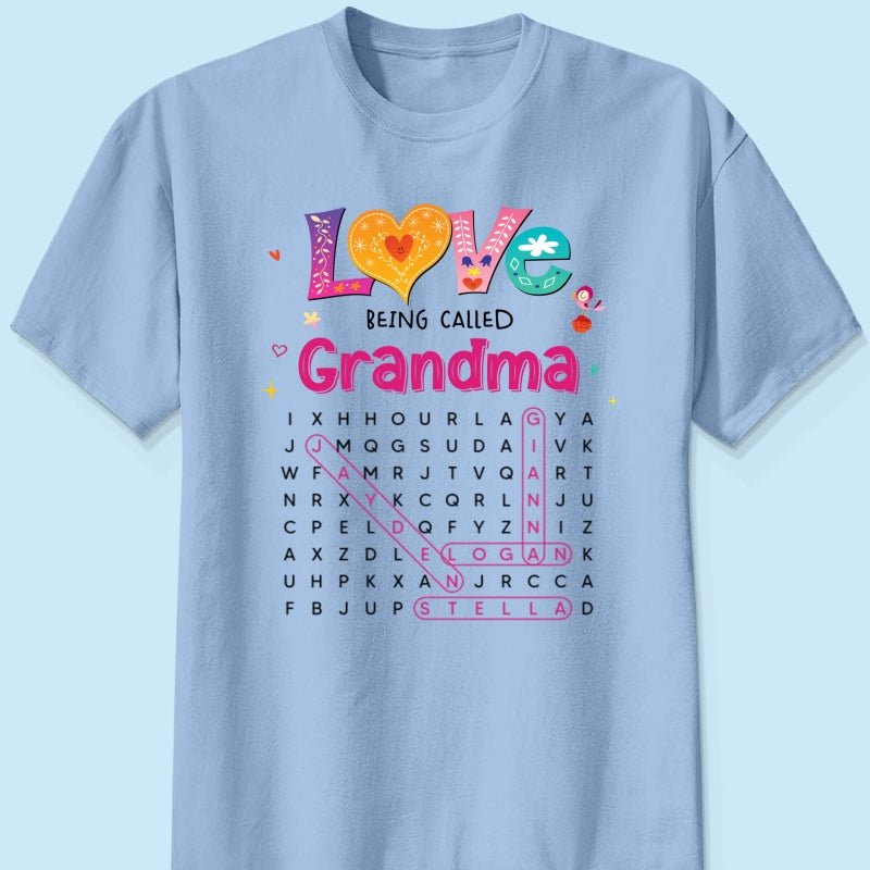 Love Being Called Grandma Colorful Word Search Puzzle - Personalized Shirt - Mother's Day Gift For Grandma Mom